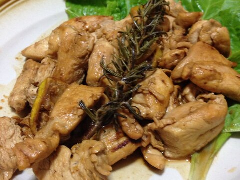 簡単！鶏胸肉の醤油ライム焼き ローズマリー添え